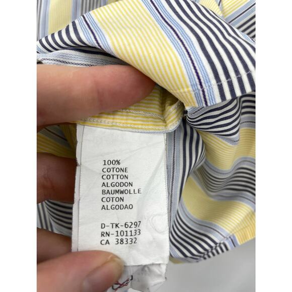 Ermenegildo Zegna Shirts Mens Size Large Button Down Long Sleeve Yellow Blue LOT - Picture 8 of 13
